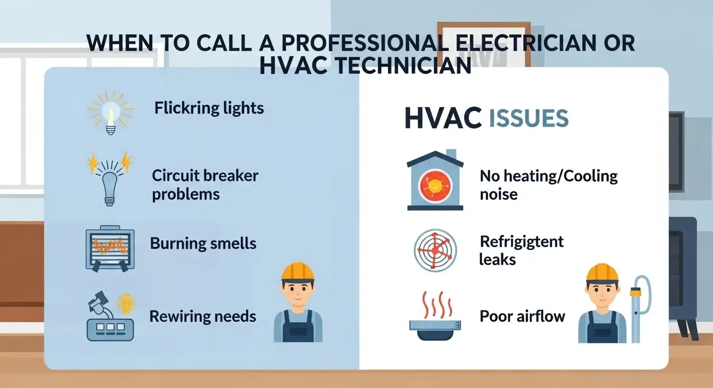 When to Call a Professional Electrician or HVAC Technician